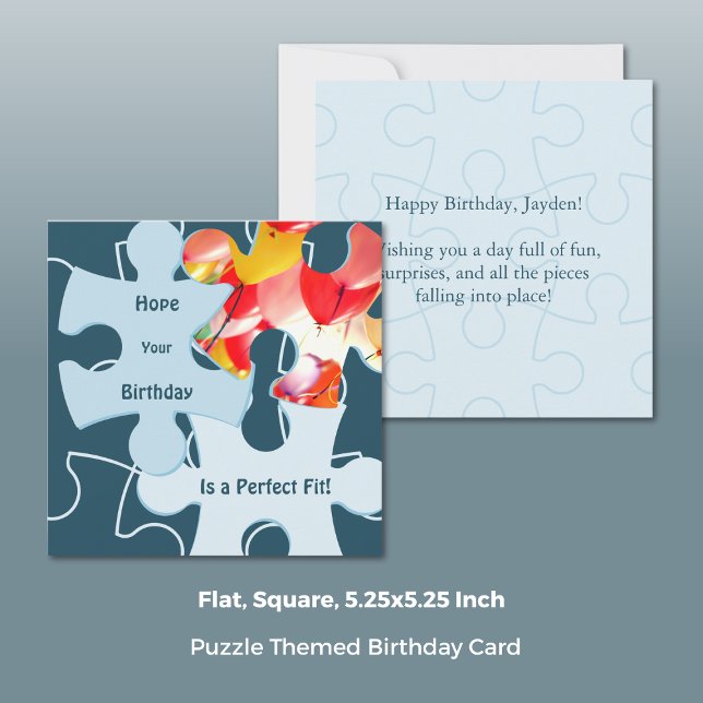 Tarjeta Fun Jigsaw Puzzle Pieces Birthday Greeting (Fun Jigsaw Puzzle Pieces Birthday Greeting Card, Square, 5.25x5.25 Inch)