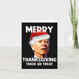 Tarjeta Fun Joe Biden Santa Hat Feliz Día de Acción de Gra