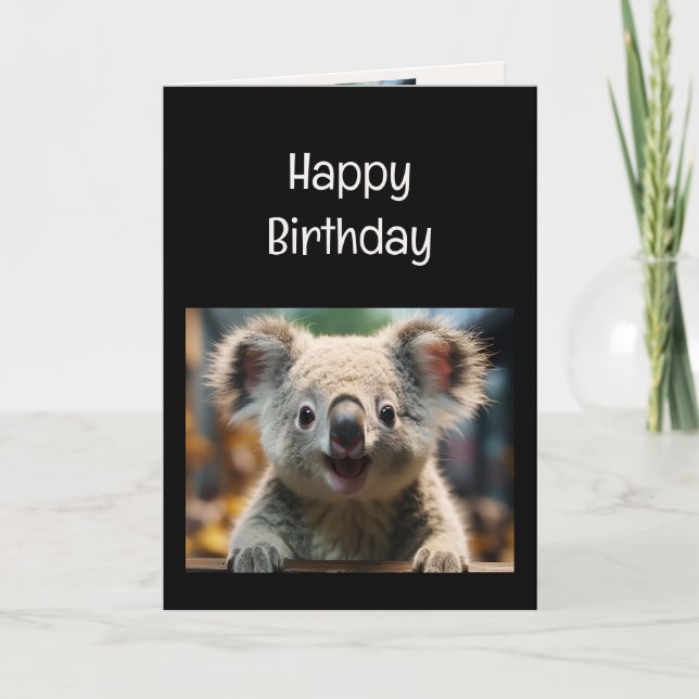 Tarjeta Fun Koala Bear Koala-tea Cumpleaños Humor Animal (Anverso)