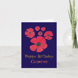 Tarjeta Fun MidCentury Poppies Cute Cumpleaños