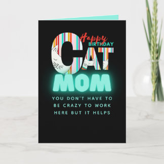 Tarjeta Fun Moderno Crazy Cat Mom Cumpleaños Personalizado