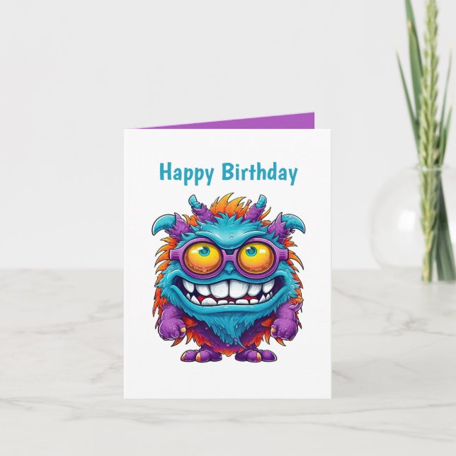 Tarjeta Fun Monster fiesta de baldosas unisex (Anverso)