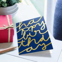 Fun Navy Blue Faux Gold Business Feliz cumpleaños