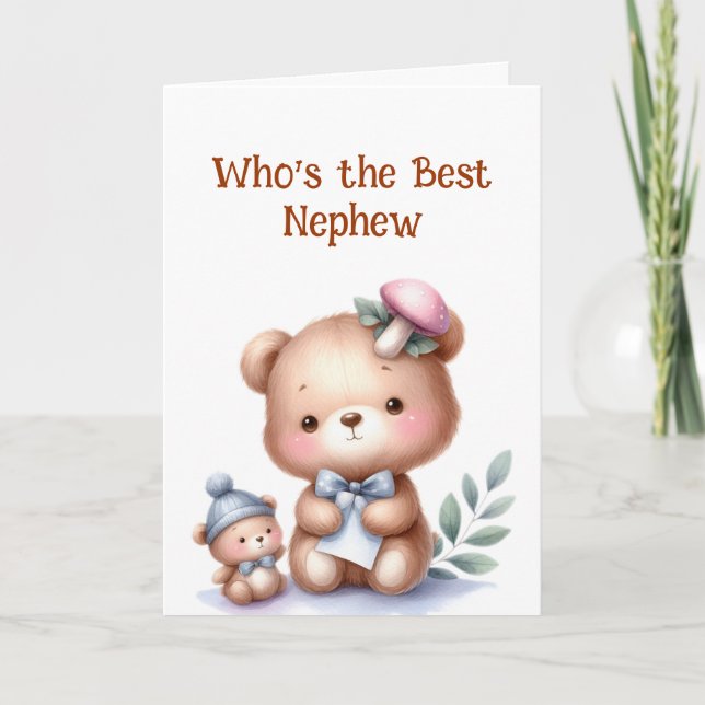 Tarjeta Fun Nephew Birthday Cute Teddy Bear (Anverso)