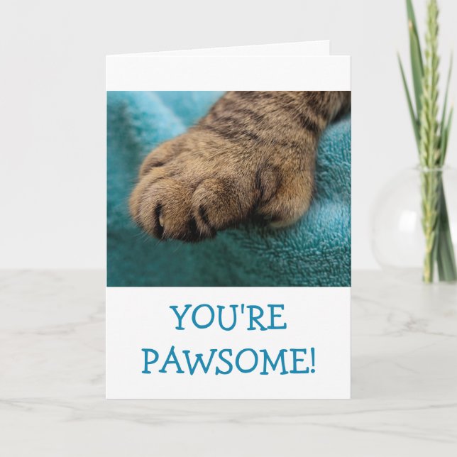 Tarjeta Fun Pawsome Cat Paw Cumpleaños (Anverso)