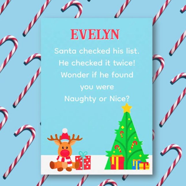 Tarjeta Fun Personalized Santa List Christmas Card (Subido por el creador)