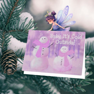 Tarjeta Fun Pink Morple Snowman personalizado