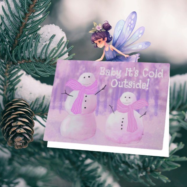 Tarjeta Fun Pink Morple Snowman personalizado (Subido por el creador)