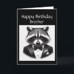 Tarjeta Fun Raccoon Brother a True Gentleman Raccoon<br><div class="desc">Un mapache bien vestido de manera cómica hace una tarjeta de cumpleaños divertida para el mejor caballero vestido que conoces</div>