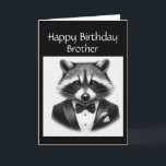 Tarjeta Fun Raccoon Brother a True Gentleman Raccoon<br><div class="desc">Un mapache bien vestido de manera cómica hace una tarjeta de cumpleaños divertida para el mejor caballero vestido que conoces</div>