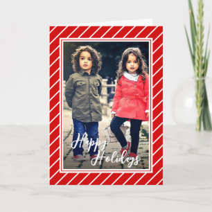 Tarjeta Fun Red White Peppermination Candy Cane Stripe Hol