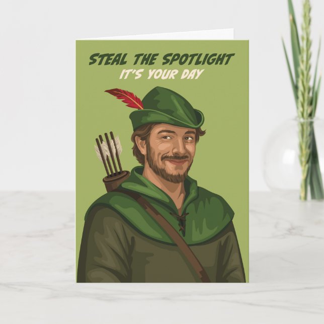 Tarjeta Fun Robin Hood roba la carta de cumpleaños de Spot (Anverso)