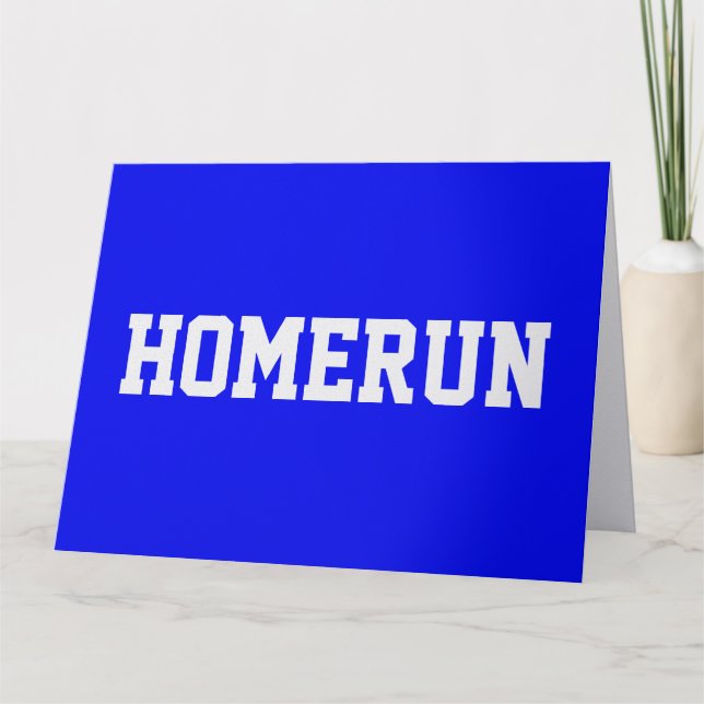 Tarjeta Fun Royal Blue Sporty White HOMERUN Congrats Text  (Anverso)