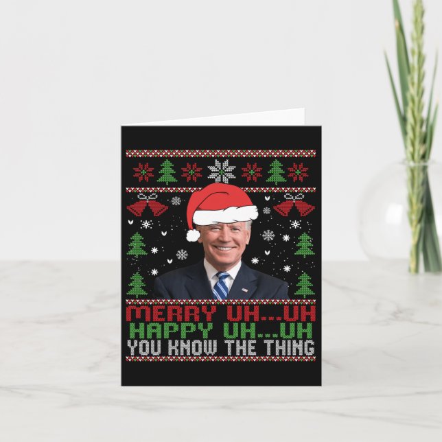 Tarjeta Fun Santa Joe Biden Merry Uh Navidades Ugly (Anverso)