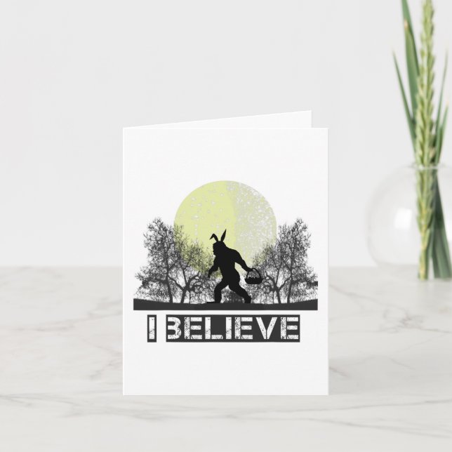 Tarjeta Fun Sasquatch Bigfoot Easter Bunny Ears Cryptid Mo (Anverso)