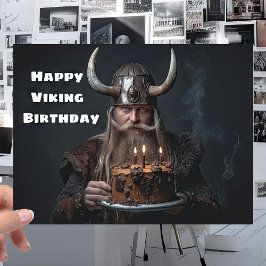 Tarjeta Fun Scandinavian Viking Warrior - Cumpleaños Nórdi