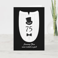 Fun Top Hat Formal 75th Birthday Greeting Card