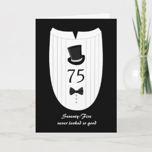 Tarjeta Fun Top Hat Formal 75th Birthday Greeting Card