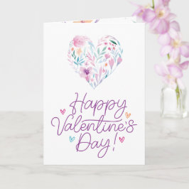 Tarjeta Fun Watercolor Flor Corazón feliz Día de San Valen