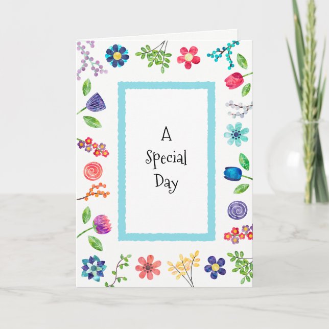 Tarjeta Fun Whimsical Floral Berries Cumpleaños Saludo (Anverso)
