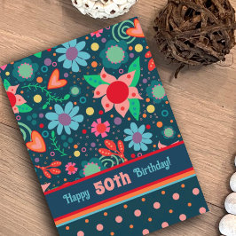 Tarjeta Fun Whimsical Floral Giro Colorido Personalizado E