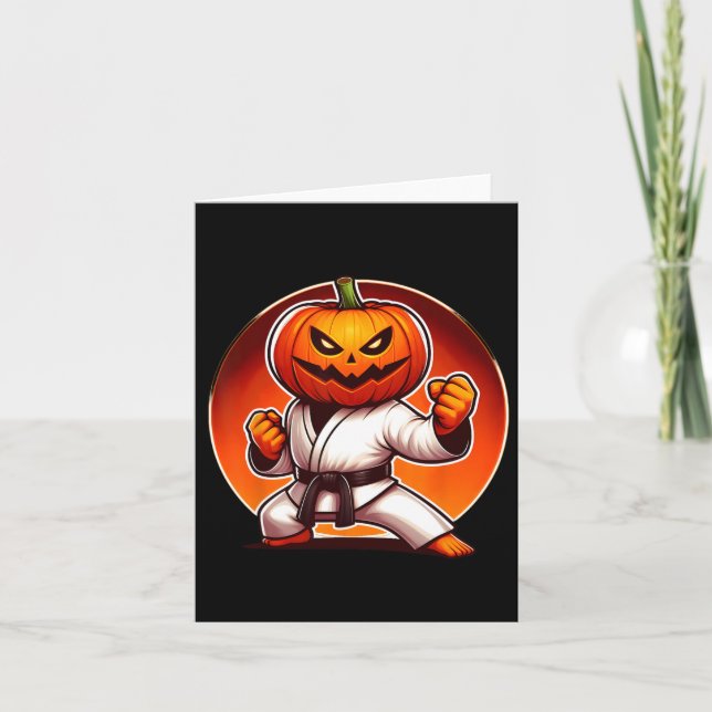 Tarjeta Funda de calabaza de Karate Halloween (Anverso)