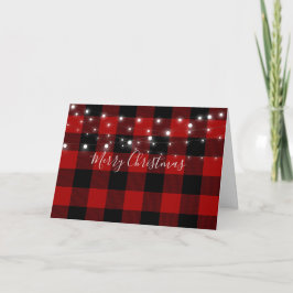 Tarjeta Funda roja y negra con luces Navidades