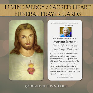 Tarjeta Funeral Católica del Sagrado Corazón de Je