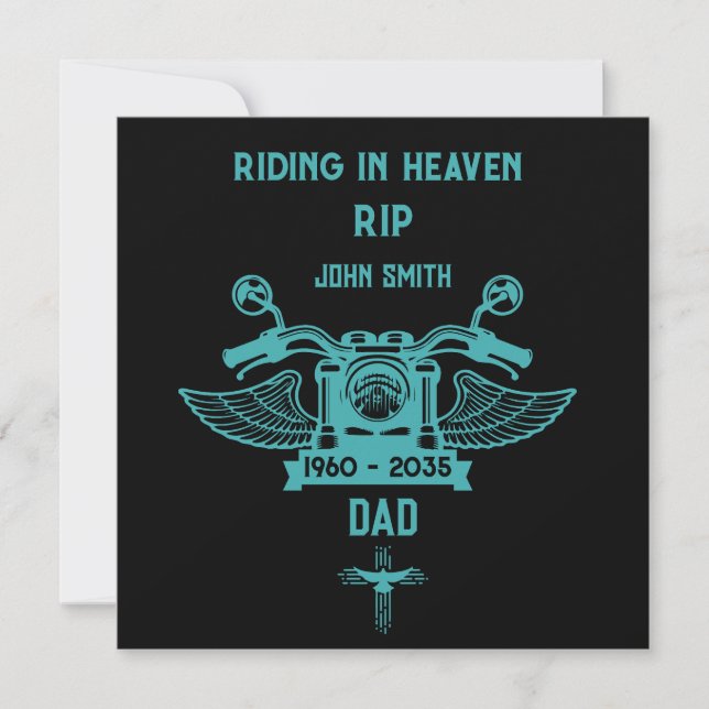 Tarjeta Funeral de moto en memoria (Anverso)