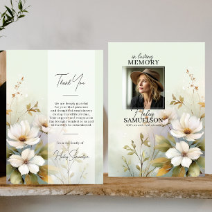 Tarjeta Funeral White Wildflowers Gracias   FOTO