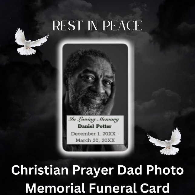 Tarjeta funeraria conmemorativa de fotos de la ora (Christian Prayer Dad Photo Memorial Funeral Card)