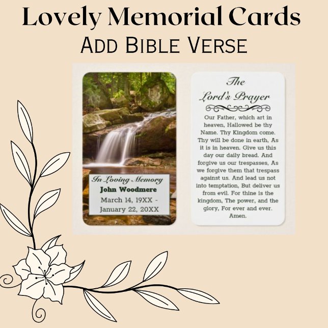 Tarjeta funeraria conmemorativa de la oración de l (Funeral Cards with Christian Prayer)