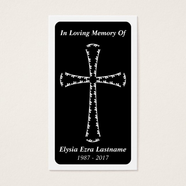 tarjeta funeraria . cruz elegante (Frente)