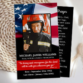 Tarjeta funeraria de bomberos conmemorativa de la