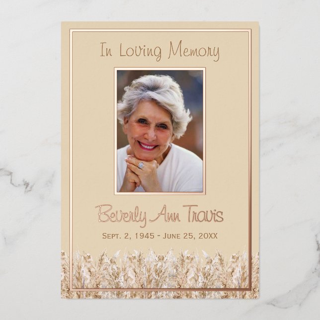 Tarjeta funeraria de foto de Relieve metalizado do (Anverso)