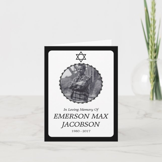 tarjeta funeraria : elegante estrella de david (Anverso)