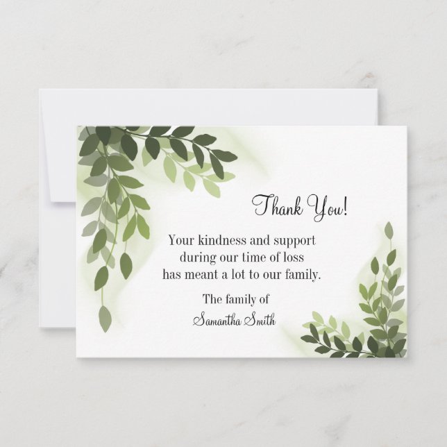 Tarjeta funeraria Green Ivy Gracias, Tarjeta de Be (Anverso)