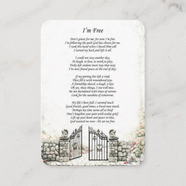 Tarjeta funeraria Memorial Gratuita (Anverso)