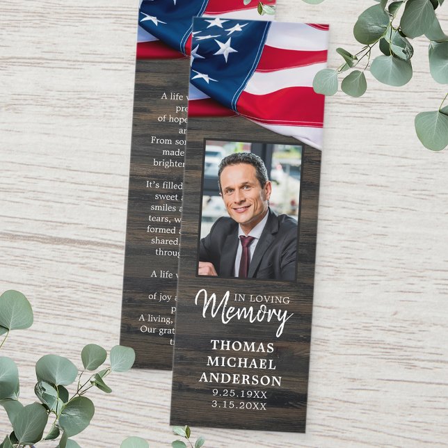Tarjeta funeraria Patriotic Memorial Bookmark (Subido por el creador)