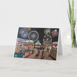 Tarjeta Funfair en la pintura nocturna de Alfred Fox