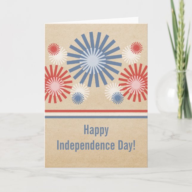 Tarjeta Funky 4 de julio Fireworks & Stripes Card (Anverso)