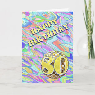 Tarjeta Funky abstract 80 cumpleaños
