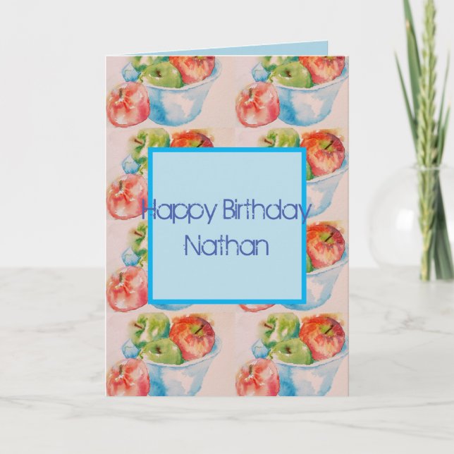 Tarjeta Funky Apple Watercolor Painting Birthday Card (Anverso)