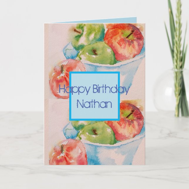 Tarjeta Funky Apple Watercolor Painting Birthday Card (Anverso)