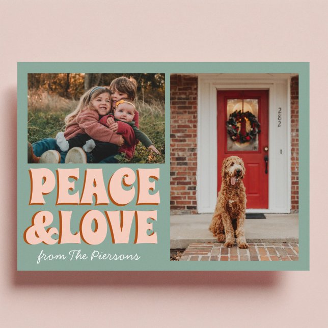 Tarjeta Funky Blue Pink Funny Cute Photo Navidades (Subido por el creador)