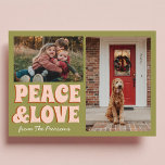 Tarjeta Funky Green Pink Funny Cute Photo Navidades<br><div class="desc">Navidades Feliz Y Brillante</div>