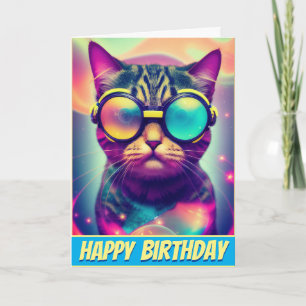 Tarjeta Funky Guay Psychedelle Goggles Cat