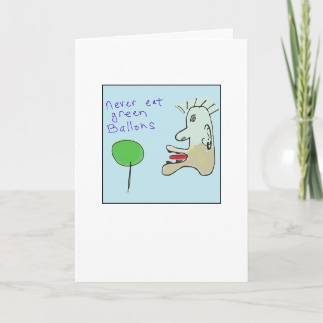 Tarjeta Funky Illustrated Green Balloons (Anverso)