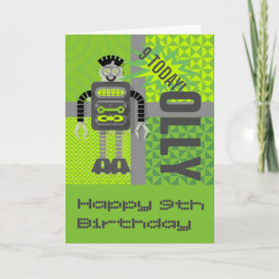 Tarjeta Funky Robot Name/Age Personalizable Card