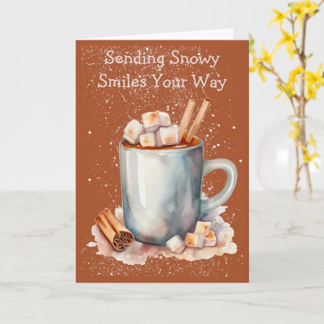 Tarjeta Funky Snowflake Hot Chocolate Winter Card (flor amarilla)